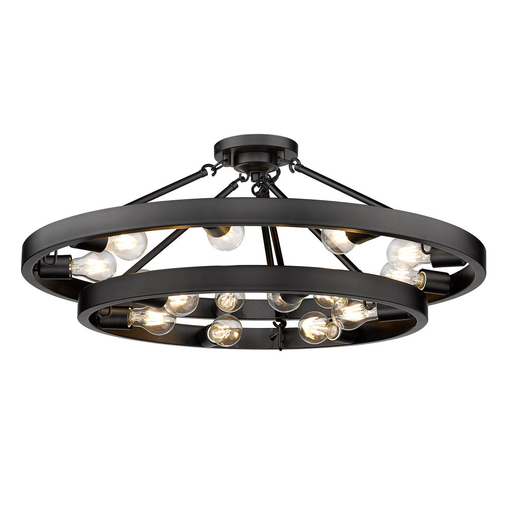Golden Lighting Castile 15-light Semi-Flush Mount in Matte Black